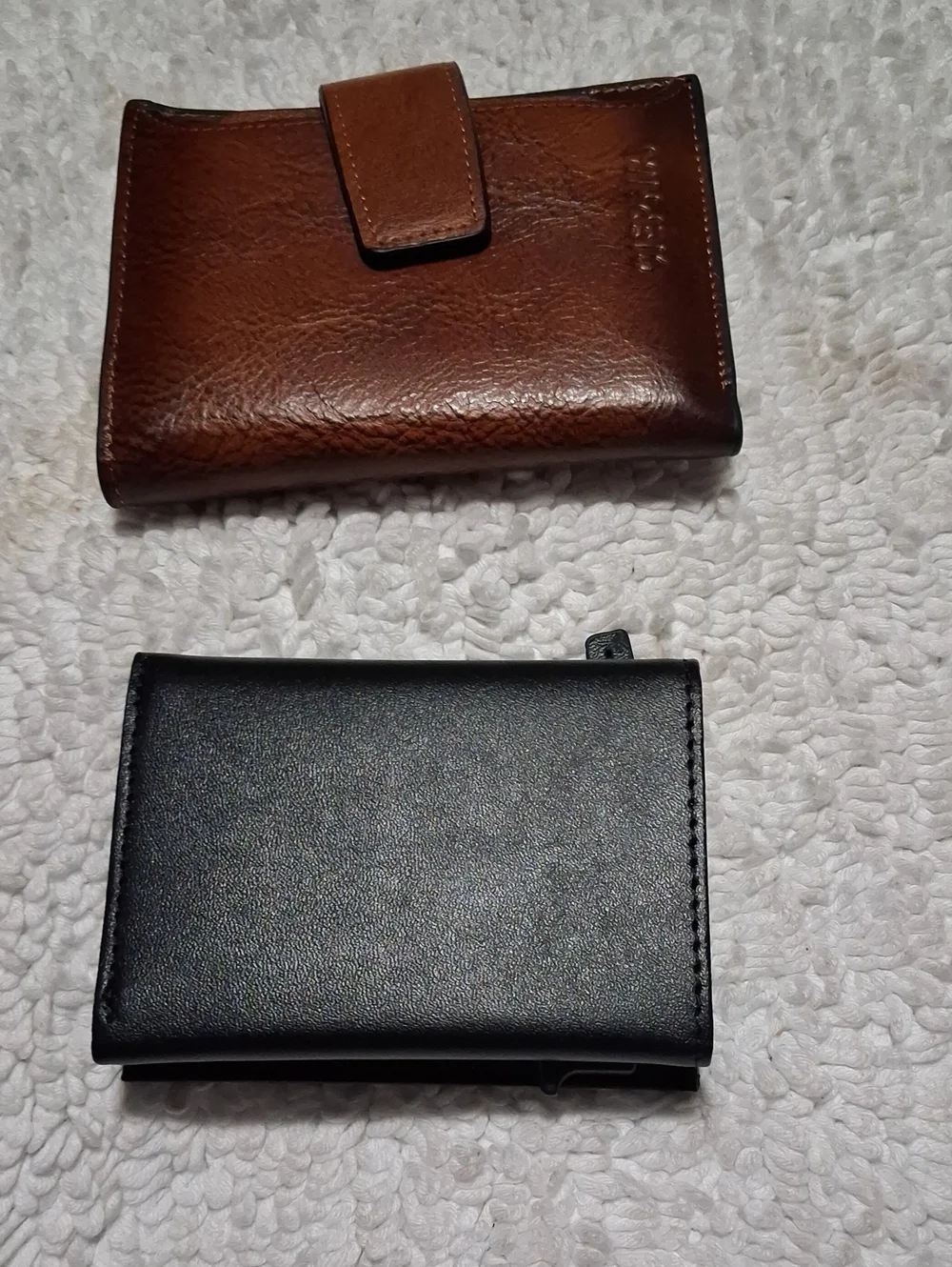 Brown Leather Wallet and Black Card Holder Set